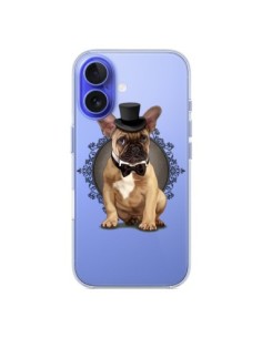 Cover iPhone 16 Cane Bulldog Papillon Cappello...