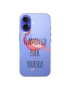 Cover iPhone 16  Fenicottero Flamingo Fuck Trasparente -...