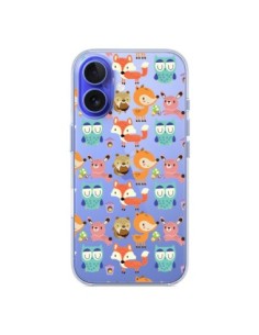 Coque iPhone 16 Renard Ecureuil Lapin Hibou Transparente...