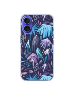 Coque iPhone 16 Brushstrokes Tropical Palms Navy - Ninola...