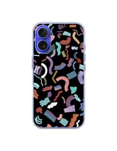 Cover iPhone 16 Curly and Zigzag Stripes Nero - Ninola...