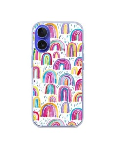 Coque iPhone 16 Cute Watercolor Rainbows - Ninola Design