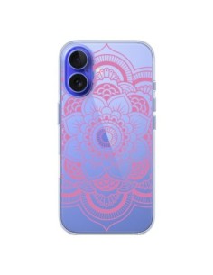 Coque iPhone 16 Mandala Rose Clair Azteque Transparente -...