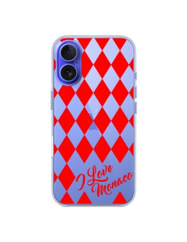 iPhone 16 Case I Love Monaco and Losange Red - Nico