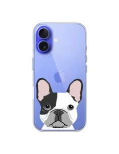 Coque iPhone 16 Bulldog Français Chien Transparente - Pet...