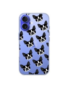 Coque iPhone 16 Chiens Boston Terrier Transparente - Pet...