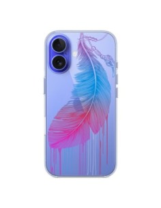 Cover iPhone 16 Piuma Arcobaleno Trasparente - Rachel...