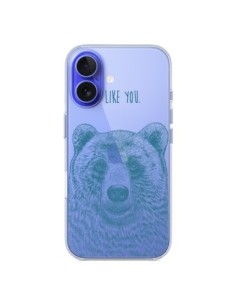 Cover iPhone 16 I Love You Orso Trasparente - Rachel...