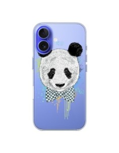 Coque iPhone 16 Panda Noeud Papillon Transparente -...