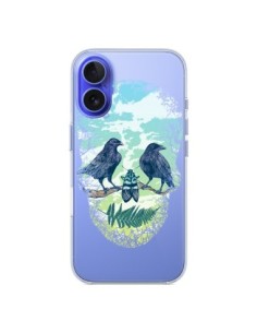 Coque iPhone 16 Tête de Mort Nature Transparente - Rachel...