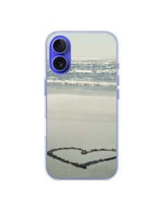 Coque iPhone 16 Coeoeur Plage Beach Mer Sea Love Sable...