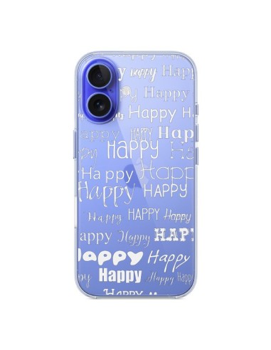 Cover iPhone 16 Happy Felice Bianco Trasparente - R Delean