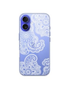 Coque iPhone 16 Lacey Paisley Mandala Blanc Fleur...
