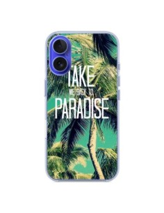 Coque iPhone 16 Take me back to paradise USA Palmiers...