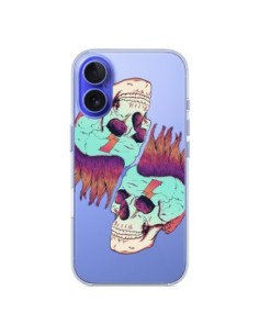 Cover iPhone 16 Teschio Punk Doppio Trasparente - Victor...
