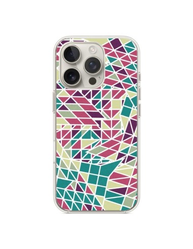 Cover iPhone 16 Pro Azteco Triangoli Verde Viola - Eleaxart