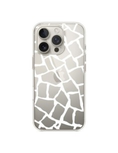Coque iPhone 16 Pro Girafe Mosaïque Blanc Transparente -...
