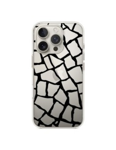 Coque iPhone 16 Pro Girafe Mosaïque Noir Transparente -...