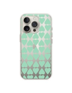 Cover iPhone 16 Pro Cuore Verde Menta Trasparente -...