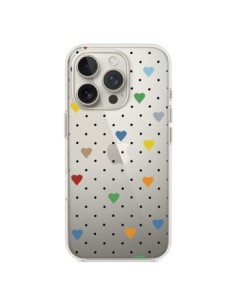 Cover iPhone 16 Pro Punti Cuori Colorato Trasparente -...