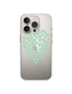 Coque iPhone 16 Pro Coeurs Heart Love Mint Bleu Vert...