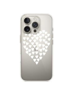 Cover iPhone 16 Pro Cuori Amore Bianco Trasparente -...