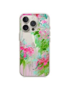 Coque iPhone 16 Pro Fleur Flower Rose Vert Transparente -...