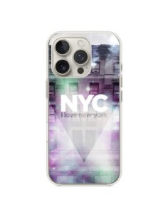Coque iPhone 16 Pro I Love New York City Violet Vert -...