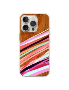 Coque iPhone 16 Pro Wooden Waves Coral Bois Azteque Aztec...