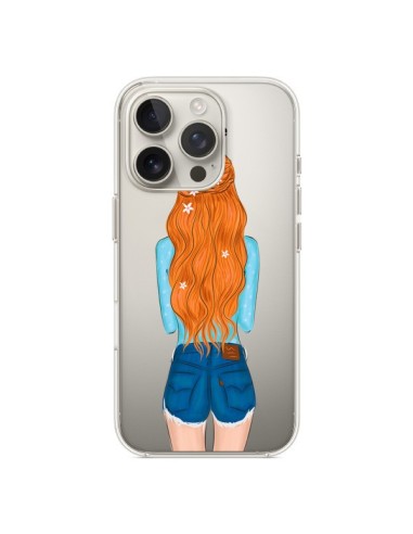Cover iPhone 16 Pro Red Hair Don't Care Capelli Rossi Trasparente - kateillustrate