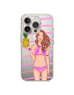 Cover iPhone 16 Pro Malibu Ananas Spiaggia Estate Rosa...