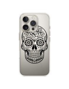 Cover iPhone 16 Pro Teschio Messicano Nero Trasparente -...