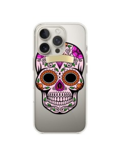 Coque iPhone 16 Pro Tête de Mort Mexicaine Noir Rose...