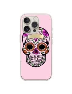 Coque iPhone 16 Pro Tête de Mort Mexicaine Rose...