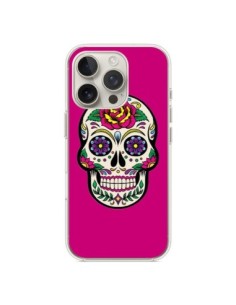 Coque iPhone 16 Pro Tête de Mort Mexicaine Rose Fushia -...