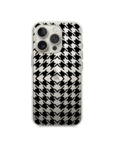 Coque iPhone 16 Pro Vichy Carre Noir Transparente - Petit...