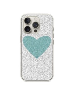 iPhone 16 Pro Case Heart Blue Green Argento Love - Mary...