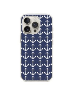 Coque iPhone 16 Pro Ancre Marin Bleu Anchors Navy - Mary...