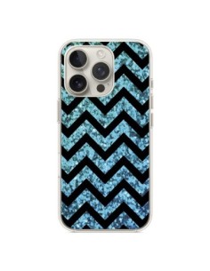 Coque iPhone 16 Pro Chevron Aqua Sparkle Triangle Azteque...
