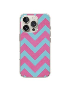 iPhone 16 Pro Case Strawberry Chevron Pink Blue - Mary...