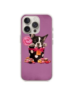 Coque iPhone 16 Pro Chien Dog Boite Noeud Papillon Pois...
