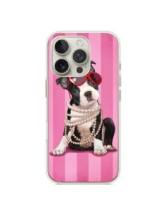 iPhone 16 Pro Case Dog Fashion Collana di Perle Eyesali...
