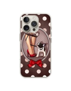 Cover iPhone 16 Pro Lady Jambes Cane Pois Papillon -...