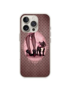 iPhone 16 Pro Case Lady Jambes Dog Dog Pink Polka Black -...