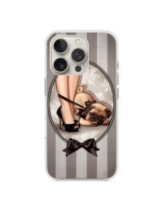 Coque iPhone 16 Pro Lady Noir Noeud Papillon Chien Dog...