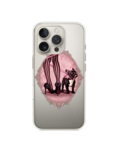 Cover iPhone 16 Pro Lady Jambes Cane Bulldog Dog Rosa...