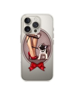 Coque iPhone 16 Pro Lady Jambes Chien Bulldog Dog Pois...