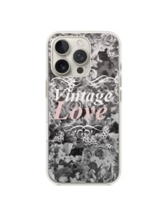 Coque iPhone 16 Pro Vintage Love Noir Flower - Monica...