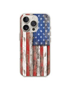 Coque iPhone 16 Pro Drapeau USA Vintage Bois Wood -...