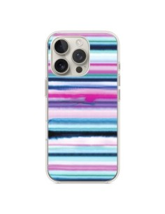 Cover iPhone 16 Pro Degrade Stripes Watercolor Rosa -...